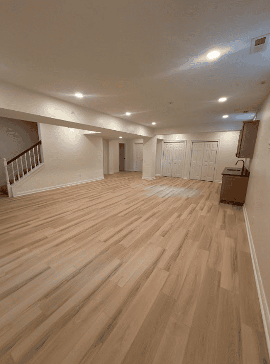 Bright finished basement living area
